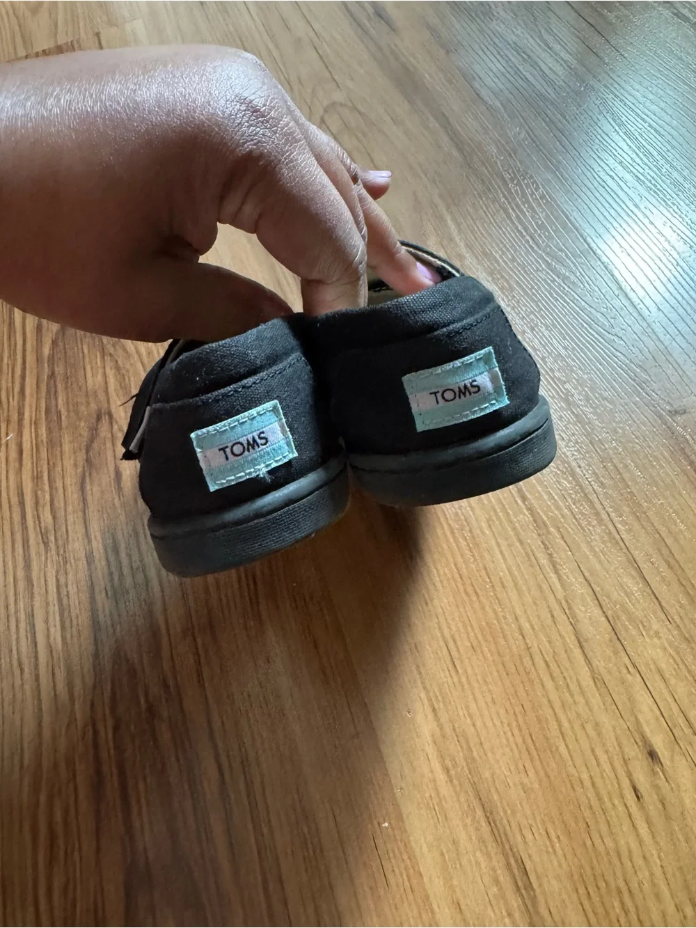 Toms Black Kids Canvas Moccasins